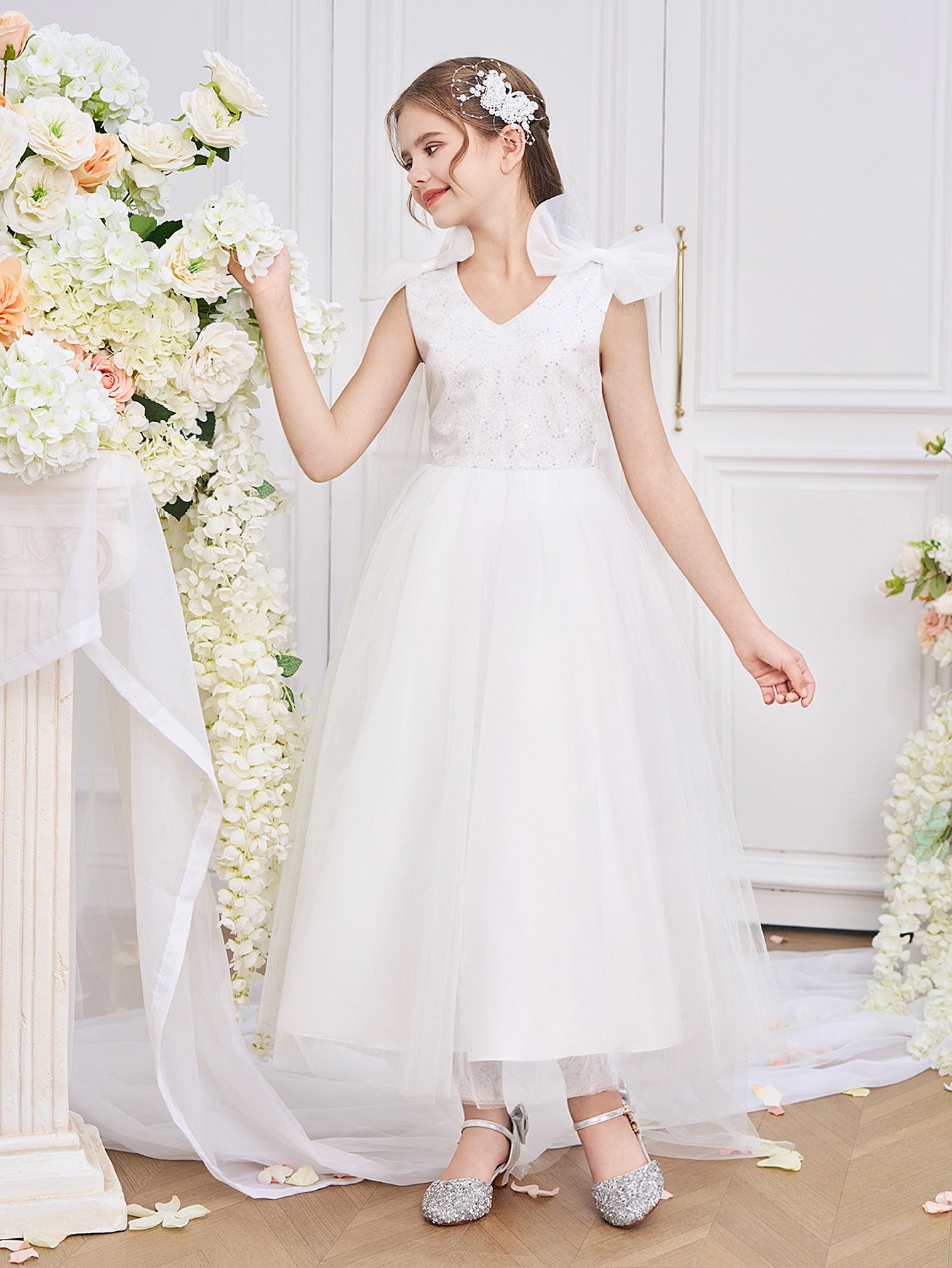 FG04V-Back Bow Flower Girl Dress – Ivy