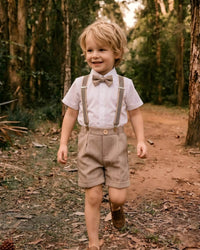 4-Piece Suspender Shorts Set (Short Sleeve)
