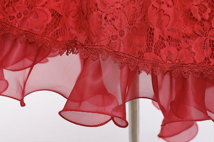 Royal Blue Lace Hi-Low Party Dress for Girls – Hand-Beaded Waist & Lace-Up Bow Back