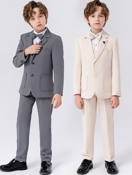 Boys 5-Piece Wedding Suit Set | Blazer, Vest, Pants, Shirt & Bow Tie