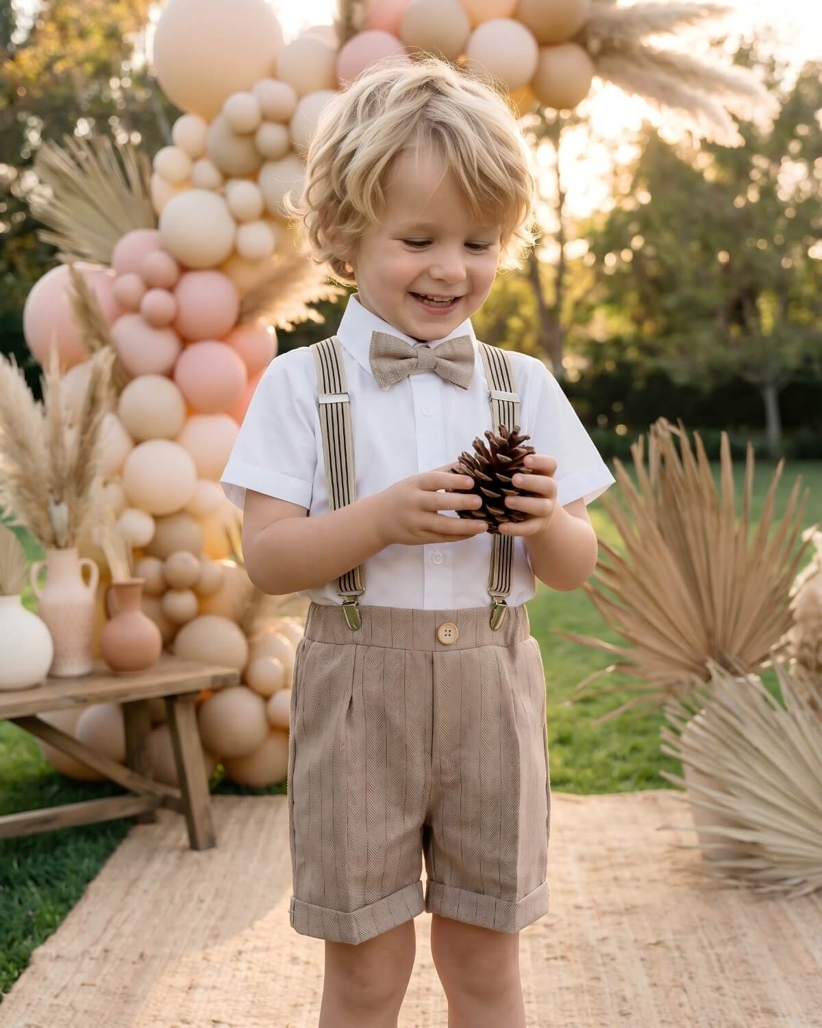 4-Piece Suspender Shorts Set (Short Sleeve)