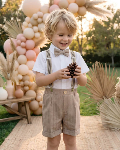 4-Piece Suspender Shorts Set (Short Sleeve)