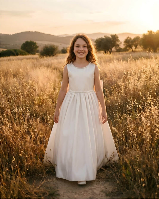 childrens ivory bridesmaid dresses Ivory Flower Girl Dress Pageant Tulle Flower Girl Dress Wedding Girl Dress Junior Bridesmaid Flower Girl Gown Baby Girl Gown With Big Bow