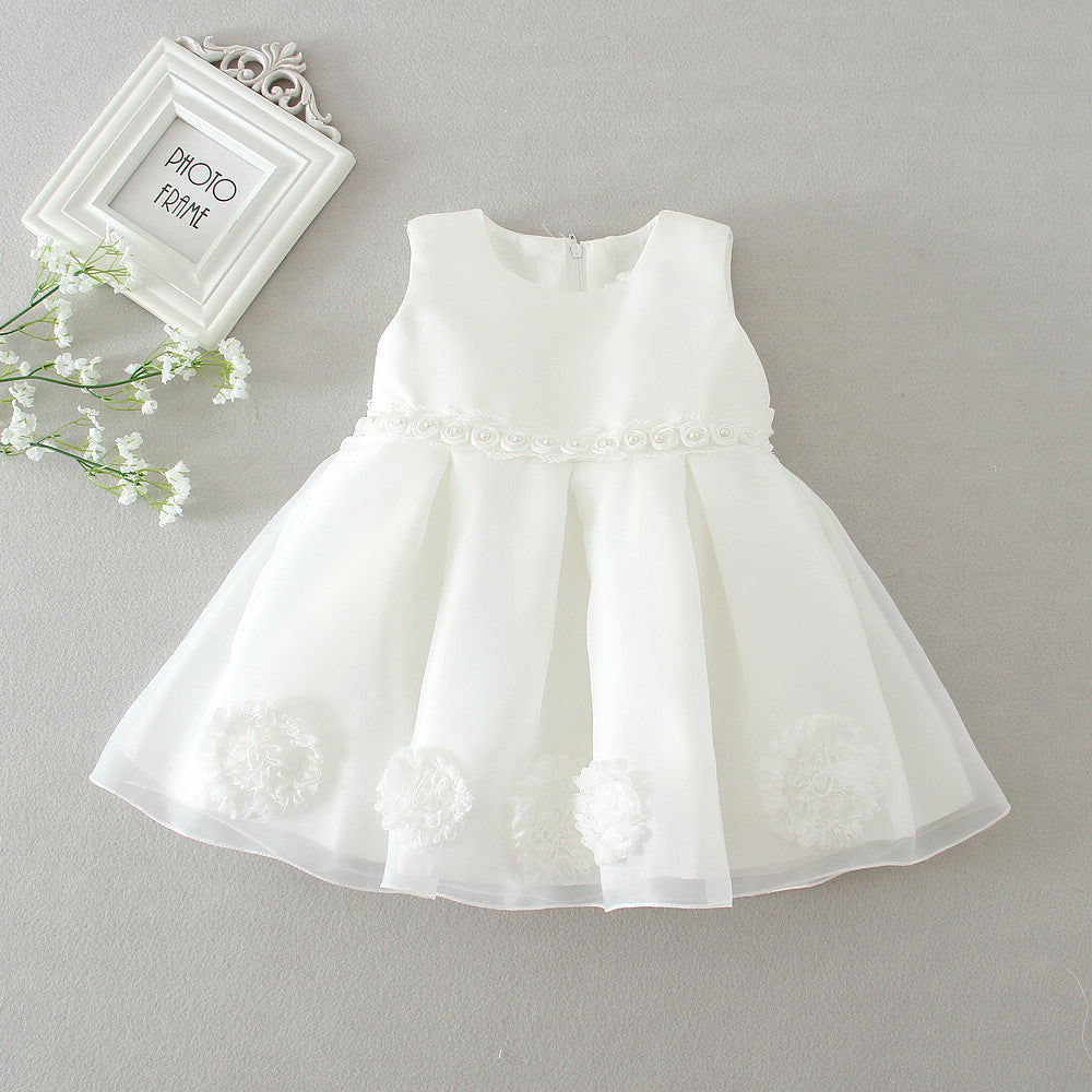 Ivory Double Bow Organza Flower Girl Dress – Garden Wedding & Outdoor Theme
