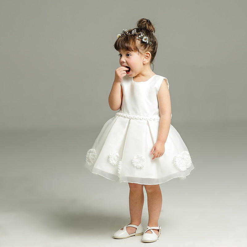 Ivory Double Bow Organza Flower Girl Dress – Garden Wedding & Outdoor Theme