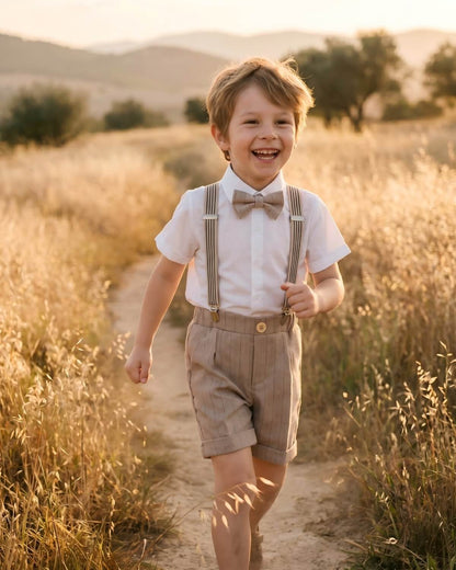 4-Piece Suspender Shorts Set (Short Sleeve)