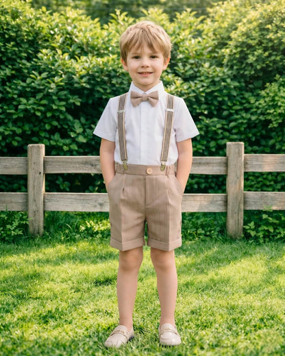4-Piece Suspender Shorts Set (Short Sleeve)