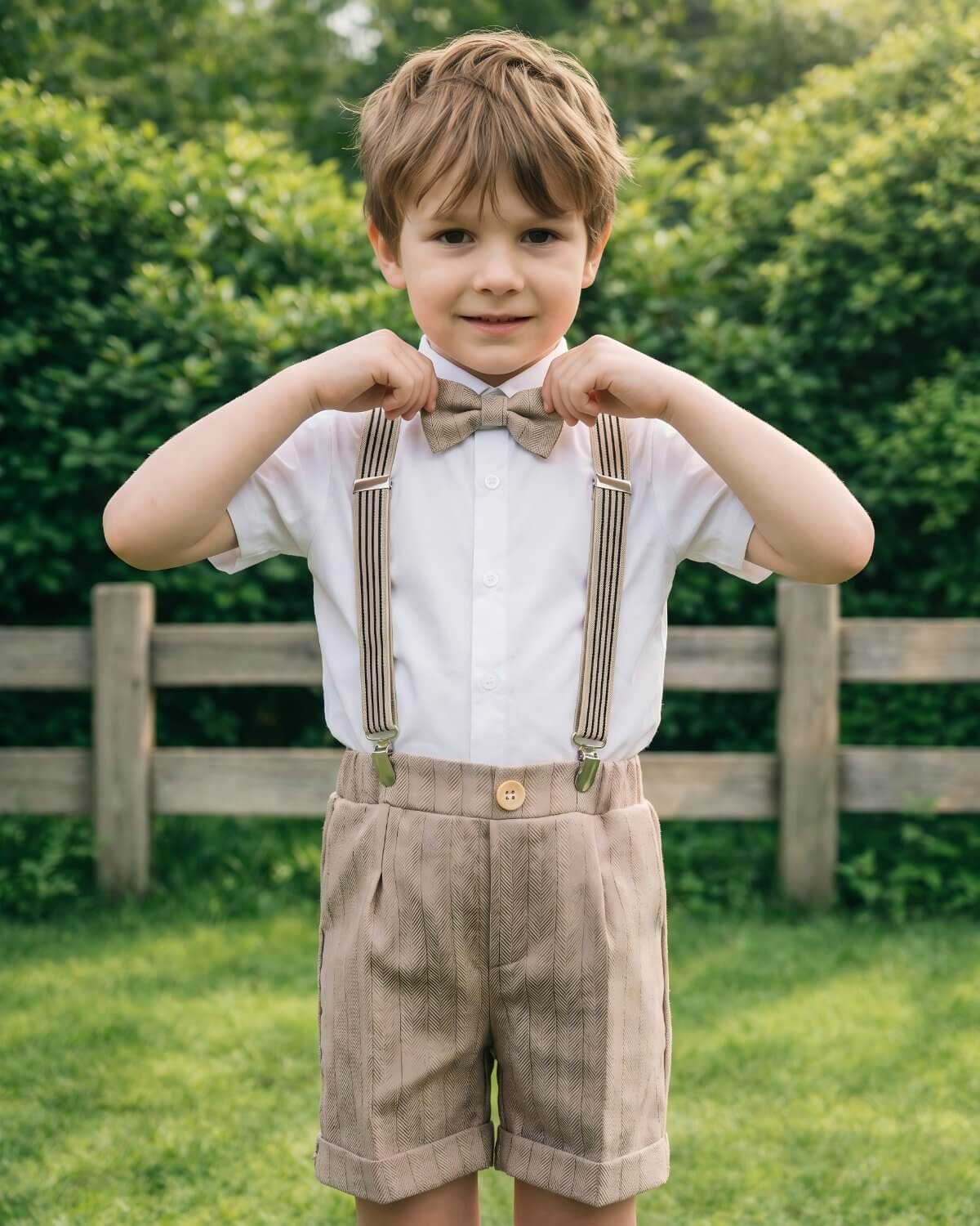 4-Piece Suspender Shorts Set (Short Sleeve)