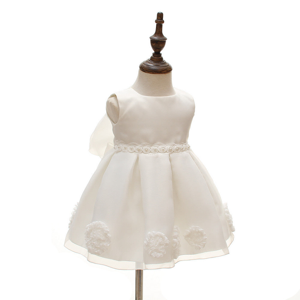 Ivory Double Bow Organza Flower Girl Dress – Garden Wedding & Outdoor Theme