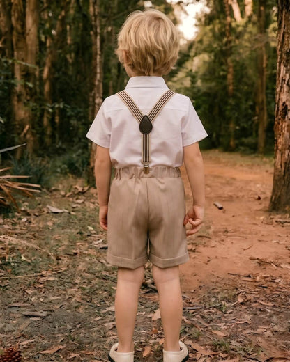 4-Piece Summer Suspenders & Shorts Set (Short Sleeve)