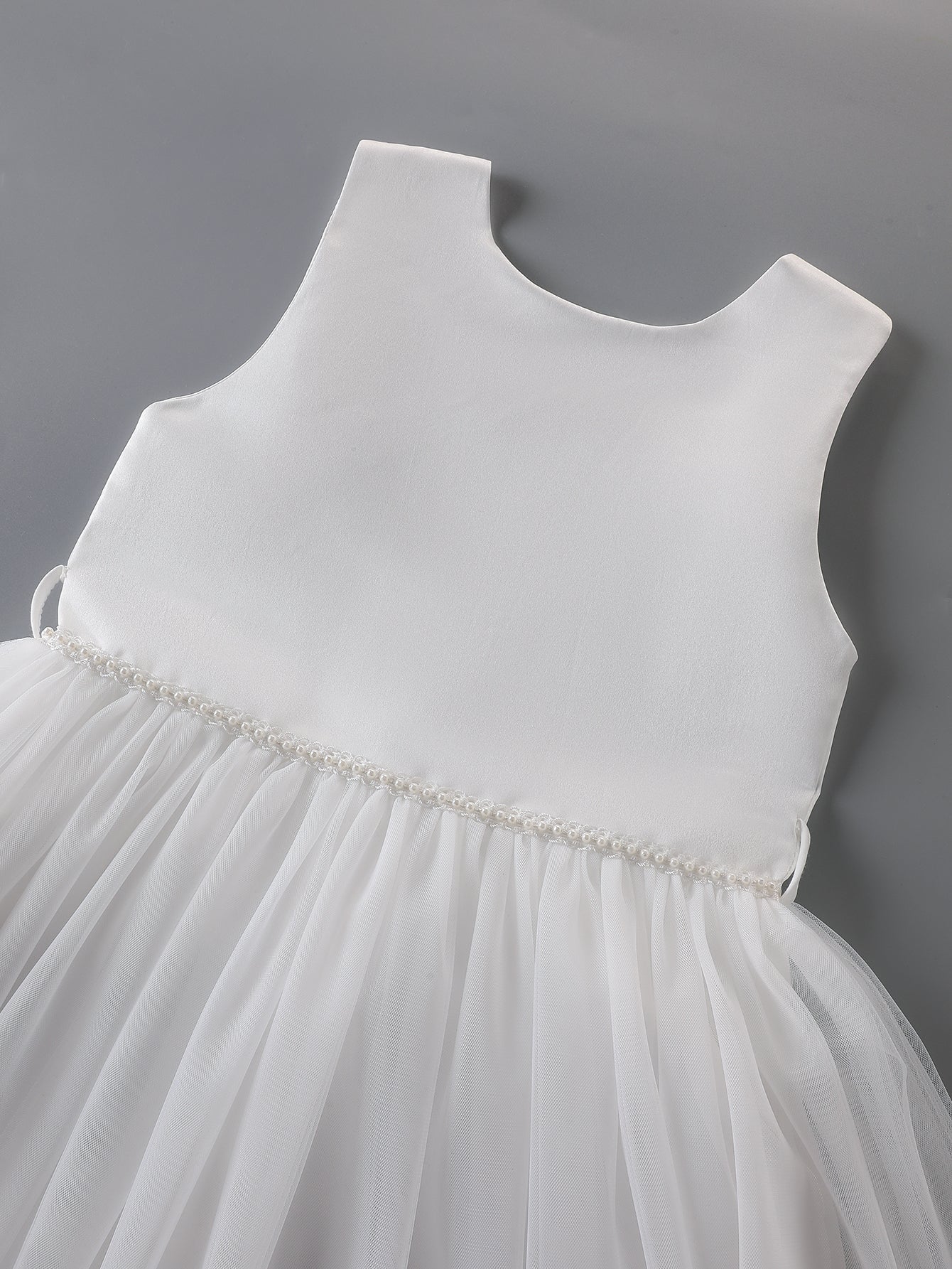 Ivory Satin Flower Girl Dress with Big Bow Little Ivory