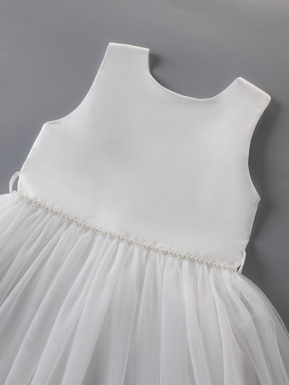 The Lily Ivory Satin & Tulle Flower Girl Dress