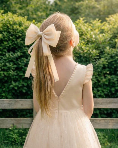 The "Aurelia" Shimmer Organza Bow with Satin Tails