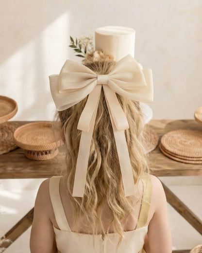 The "Aurelia" Shimmer Organza Bow with Satin Tails
