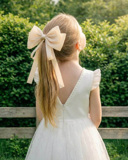 The "Aurelia" Shimmer Organza Bow with Satin Tails