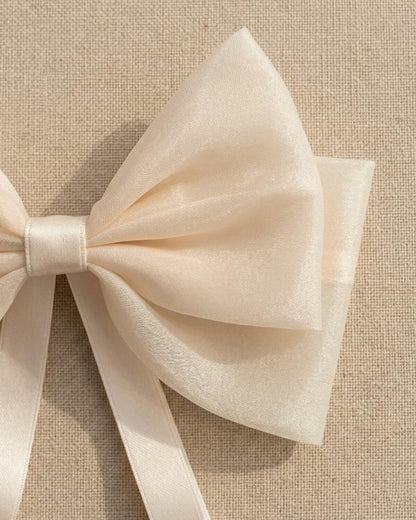 The "Aurelia" Shimmer Organza Bow with Satin Tails