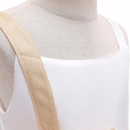 Kids Ivory Satin Party Dress with Champagne-Gold Bow | Wedding & Dinner Party