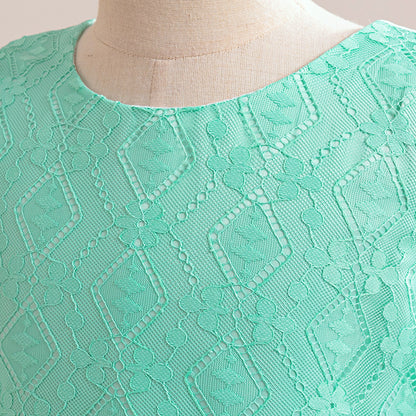 Lace Bodice Tulle Flower Girl Dress with Crystal Belt & Back Bow