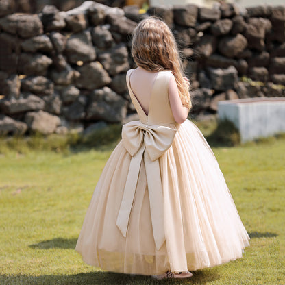 Amelia Ivory Bow-Back Tulle Flower Girl Dress
