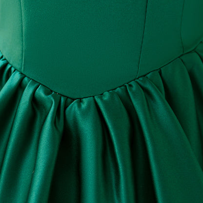 Blush Pink Satin Flower Girl Dress with Pearl Neckline & Bow Back