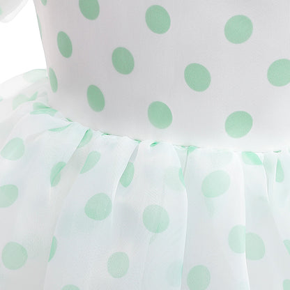 Girls Polka Dot Puff Sleeve High-Low Party Dress – Organza Overlay & Satin Lining