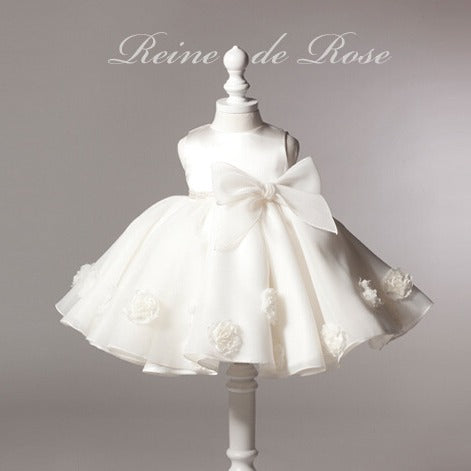 Ivory Double Bow Organza Flower Girl Dress – Garden Wedding & Outdoor Theme