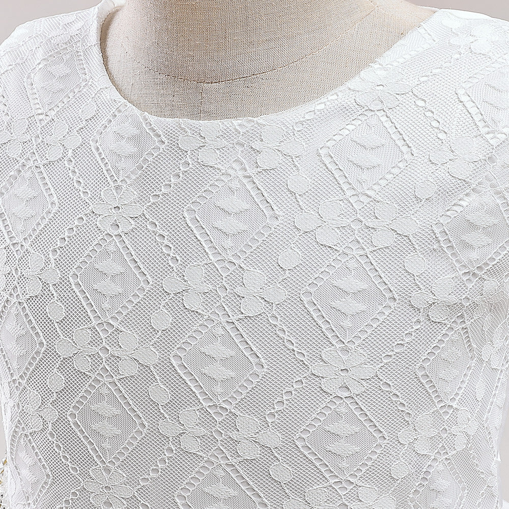 Lace Bodice Tulle Flower Girl Dress with Crystal Belt & Back Bow