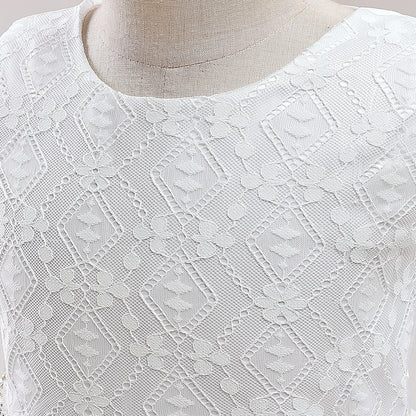 Lace Bodice Tulle Flower Girl Dress with Crystal Belt & Back Bow