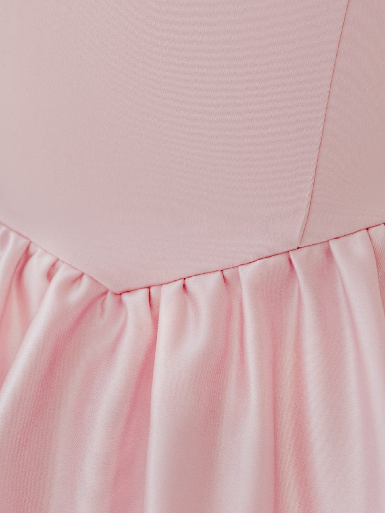 Blush Pink Satin Flower Girl Dress with Pearl Neckline & Bow Back