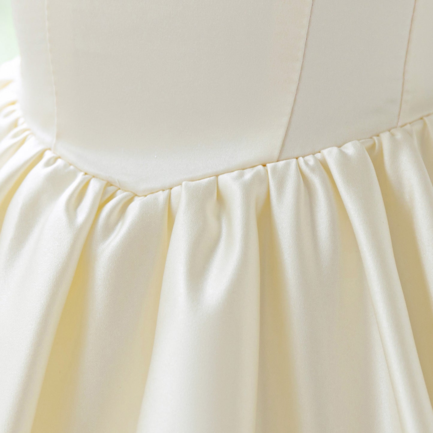 Blush Pink Satin Flower Girl Dress with Pearl Neckline & Bow Back