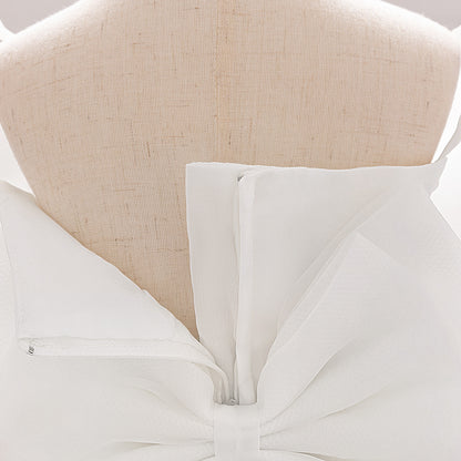 Baby & Toddler Giant Bow Satin & Organza Party Dress – Photo-Ready Statement Look (Detachable Back Bow)