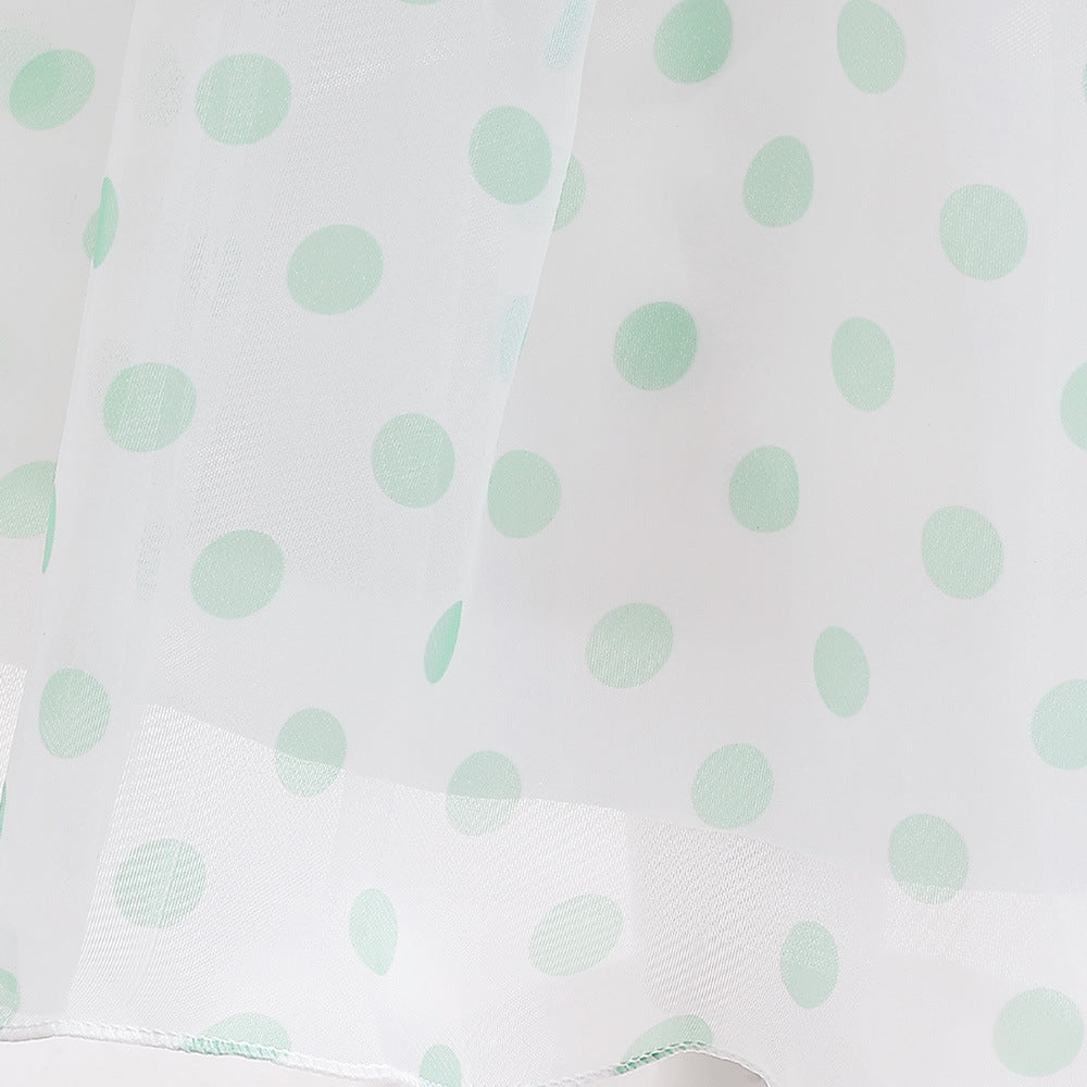 Girls Polka Dot Puff Sleeve High-Low Party Dress – Organza Overlay & Satin Lining