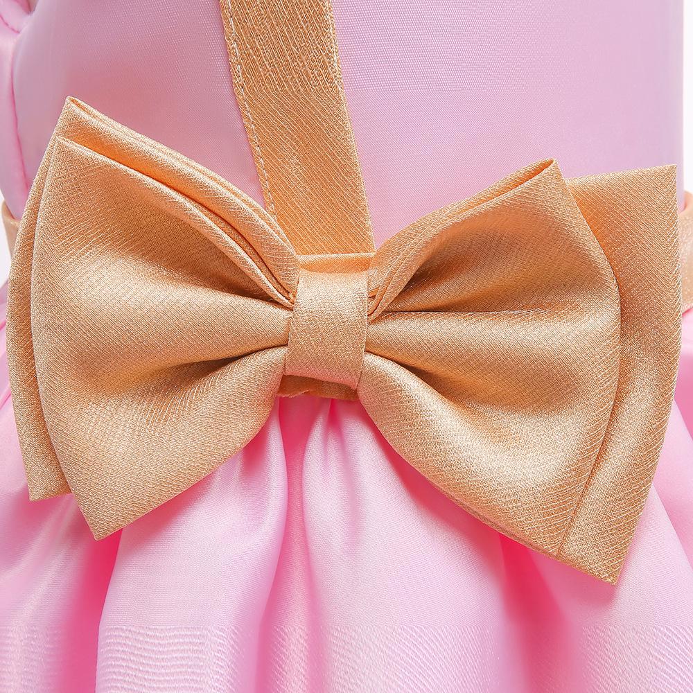Kids Ivory Satin Party Dress with Champagne-Gold Bow | Wedding & Dinner Party