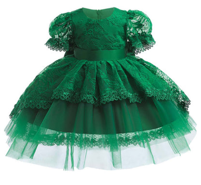 Pink Lace High-Low Flower Girl Dress with Back Bow | Lightweight Ceremony