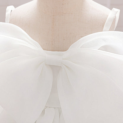 Baby & Toddler Giant Bow Satin & Organza Party Dress – Photo-Ready Statement Look (Detachable Back Bow)