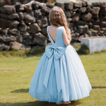Amelia Ivory Bow-Back Tulle Flower Girl Dress