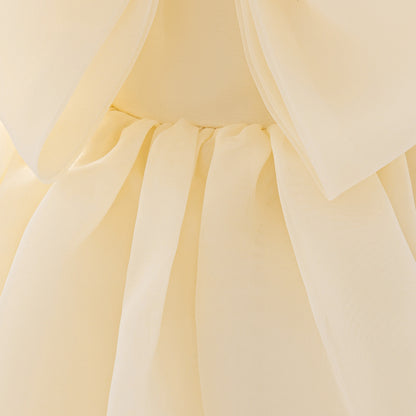 Baby & Toddler Giant Bow Satin & Organza Party Dress – Photo-Ready Statement Look (Detachable Back Bow)