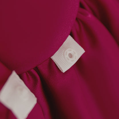 Blush Pink Satin Flower Girl Dress with Pearl Neckline & Bow Back