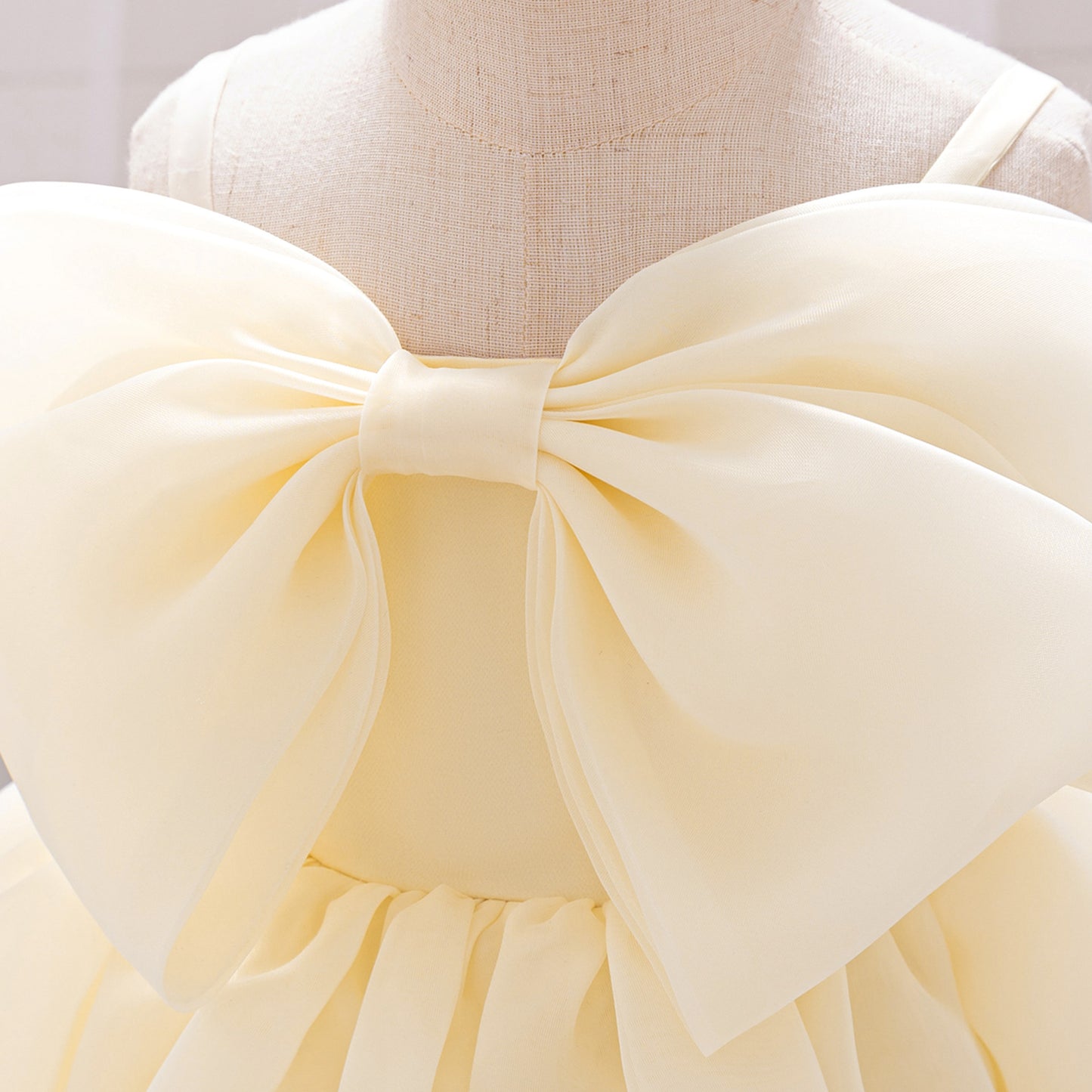 Baby & Toddler Giant Bow Satin & Organza Party Dress – Photo-Ready Statement Look (Detachable Back Bow)