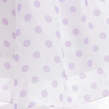Girls Polka Dot Puff Sleeve High-Low Party Dress – Organza Overlay & Satin Lining