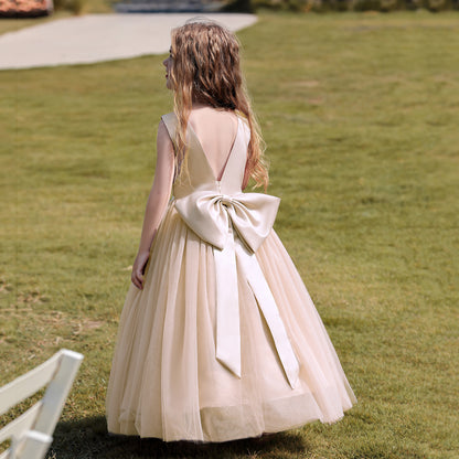 Amelia Ivory Bow-Back Tulle Flower Girl Dress