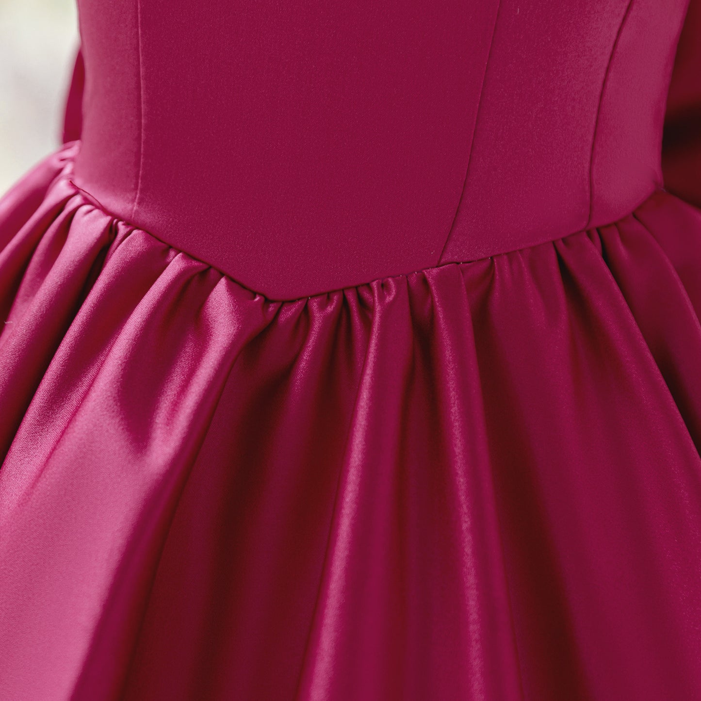 Blush Pink Satin Flower Girl Dress with Pearl Neckline & Bow Back