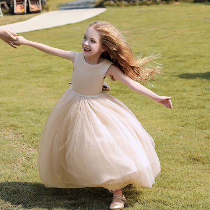 Amelia Ivory Bow-Back Tulle Flower Girl Dress