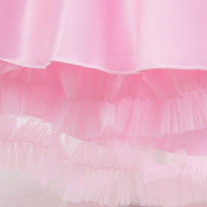 Kids Ivory Satin Party Dress with Champagne-Gold Bow | Wedding & Dinner Party