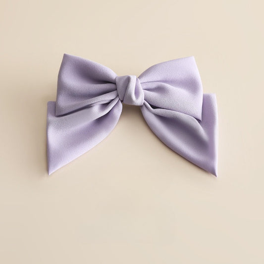 Purple Oversized Chiffon 2-layer Bow Hair Clip for Girls – Soft Statement Barrette for Weddings & Parties (17 × 12 cm)