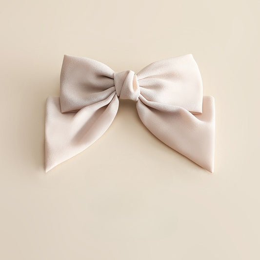 Champagne Oversized Chiffon 2-layer Bow Hair Clip for Girls – Soft Statement Barrette for Weddings & Parties (17 × 12 cm)